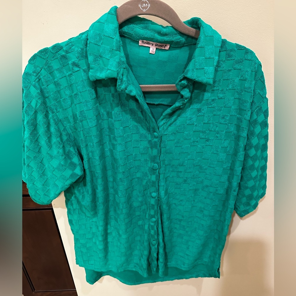 Bright Kelly Green Terry Cloth Shirt